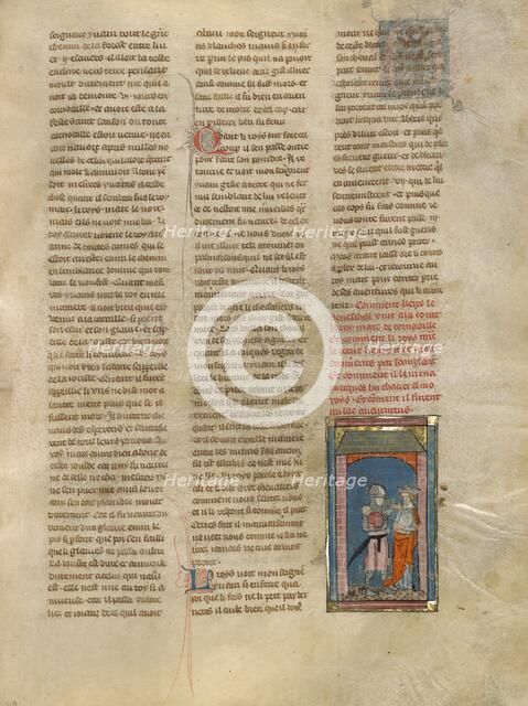 The Seneschal Keu Speaking with Iseult, about 1320-1340. Creator: Jeanne de Montbaston.