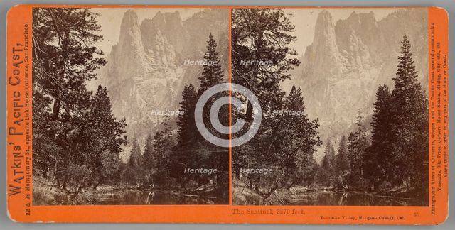 The Sentinel, 3270 feet, Yosemite Valley, Mariposa County, Cal., 1861/76. Creator: Carleton Emmons Watkins.