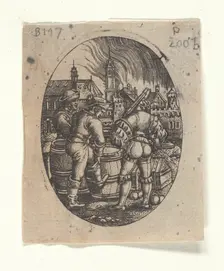 The sentinel at the powder kegs. Creator: Beham, Hans Sebald (1500-1550)