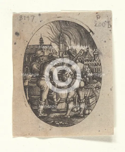 The sentinel at the powder kegs. Creator: Beham, Hans Sebald (1500-1550).