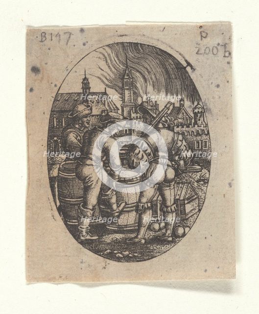 The sentinel at the powder kegs. Creator: Beham, Hans Sebald (1500-1550).