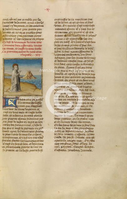 The Separation of Water and Land; Miroir Historial, about 1475. Creator: Unknown.