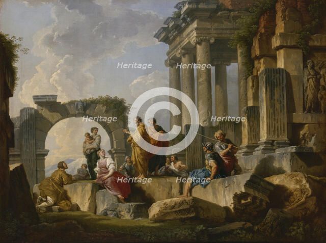 The Sermon of Saint Paul among the ruins, 1744. Creator: Pannini (Panini), Giovanni Paolo (1691-1765).