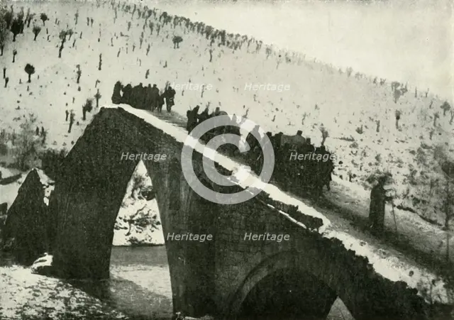 'The Serbian Army General Staff On Their Retreat Through Albania', (1919). Creator: Unknown.