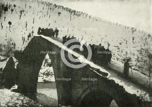 'The Serbian Army General Staff On Their Retreat Through Albania', (1919). Creator: Unknown.