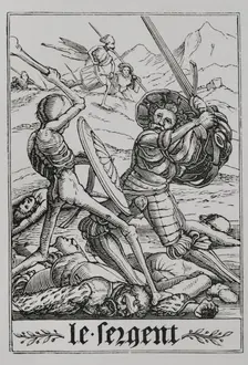 The Sergeant from "The Dance of Death", 1547, (1877). Creator: Unknown