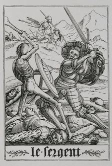 The Sergeant from "The Dance of Death", 1547, (1877). Creator: Unknown