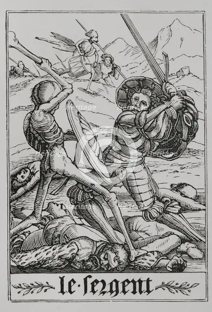 The Sergeant from "The Dance of Death", 1547, (1877). Creator: Unknown.