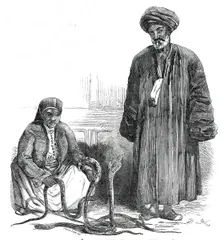The Serpent-Charmers at the Gardens of the Zoological Society, Regent's-Park, 1850. Creator: Pearson