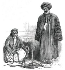 The Serpent-Charmers at the Gardens of the Zoological Society, Regent's-Park, 1850. Creator: Pearson