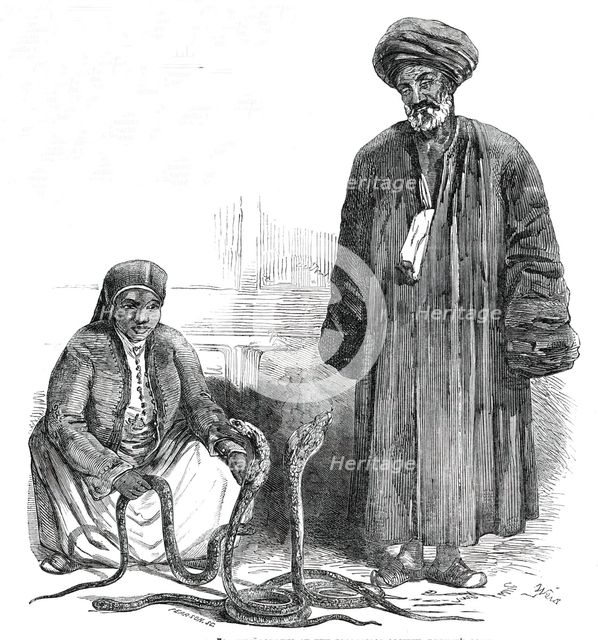 The Serpent-Charmers at the Gardens of the Zoological Society, Regent's-Park, 1850. Creator: Pearson.