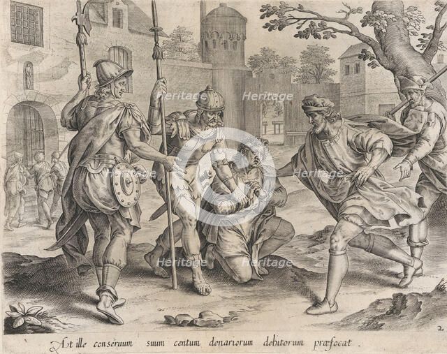 The Servant Sending his Fellow Servant to Prison, from The Parable of the Unmerciful Serva..., 1585. Creator: Anon.