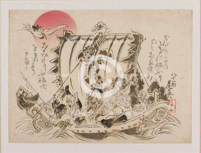 The seven gods of good fortune on a takarabune, or treasure ship, published 1886. Artist: Shibata Zeshin.