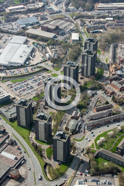 The Seven Sisters tower blocks, College Bank, Rochdale, 2019. Creator: Historic England.