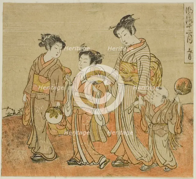 The Seventh Month (Fumizuki), from the series "Fashionable Twelve Months..., c. 1770/72. Creator: Isoda Koryusai.