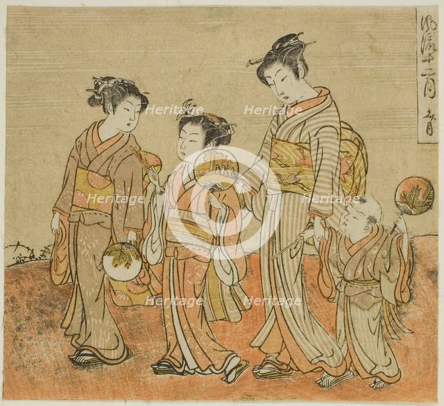The Seventh Month (Fumizuki), from the series "Fashionable Twelve Months..., c. 1770/72. Creator: Isoda Koryusai.
