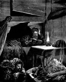 The Seventh Man: The Gaffer...reading by the light of a smoky and evil-smelling lamp, 1898. Creators: Unknown, Richard Caton Woodville II