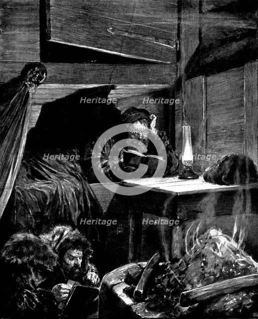The Seventh Man: The Gaffer...reading by the light of a smoky and evil-smelling lamp, 1898. Creators: Unknown, Richard Caton Woodville II.