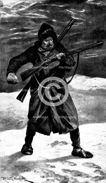 The Seventh Man: There, before him, on the frozen coat of snow, was a footprint..., 1898. Creators: Unknown, Richard Caton Woodville II.