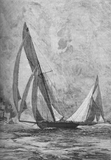 The Shamrock and the Columbia racing for the America's Cup, 1899 (1906)