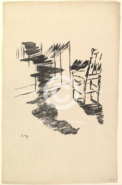 The Shadow that Lies Floating on the Floor. Illustration to The Raven by Edgar Allan Poe, 1875. Creator: Edouard Manet.