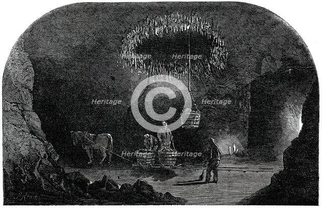 The Shaft - Descent of the Bucket, Marston Salt-Pit, 1850. Creator: S Read.