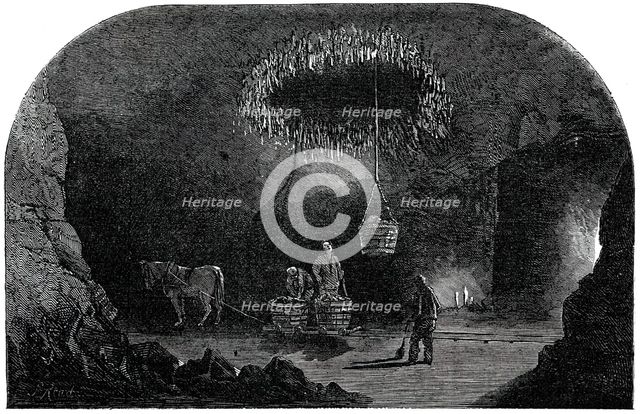 The Shaft - Descent of the Bucket, Marston Salt-Pit, 1850. Creator: S Read.