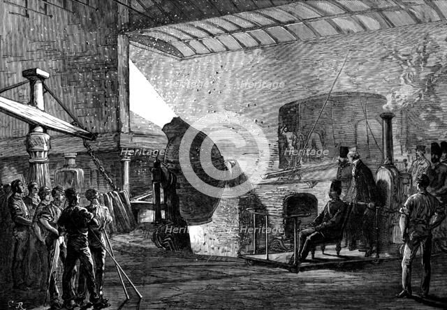 The Shah at the Crewe Locomotive-Engine Factory: the Bessemer Process, 1873. Creator: Unknown.