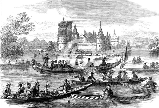 The Shah on the Lake of Laxenburg, near Vienna, 1873. Creator: Unknown.