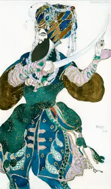 The Shah of Persia costume design for a Ballets Russes production of Scheherazade, c1913. Artist: Leon Bakst