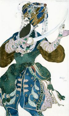 The Shah of Persia costume design for a Ballets Russes production of Scheherazade, c1913. Artist: Leon Bakst