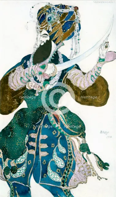 'The Shah of Persia', costume design for a Ballets Russes production of Scheherazade, c1913.  Artist: Leon Bakst