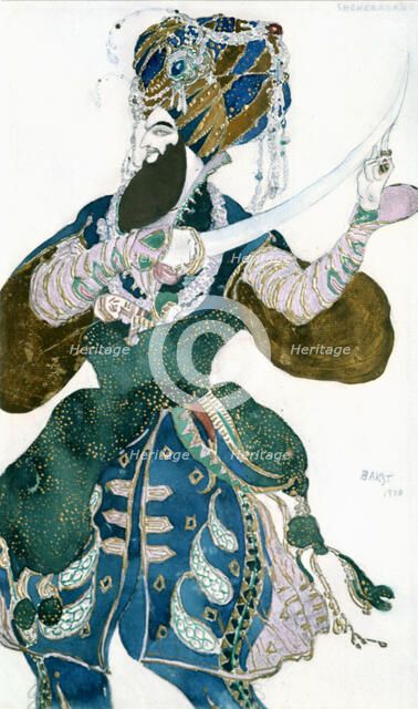 'The Shah of Persia', costume design for a Ballets Russes production of Scheherazade, c1913.  Artist: Leon Bakst