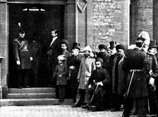 The Shahzada watching a Highland dance at the Fairfield ship-building yard, Glasgow, 1895. Creator: Lafayette