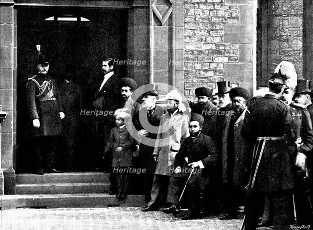 The Shahzada watching a Highland dance at the Fairfield ship-building yard, Glasgow, 1895. Creator: Lafayette.