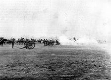 The Shahzada's Visit: the Shahzada at Aldershot - firing a royal salute after the Review, 1895. Creator: Henry R. Gibbs