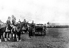 The Shahzada's Visit: Duke of Connaught, Prince of Wales, and Shahzada at the Saluting Point, 1895. Creator: Henry R. Gibbs