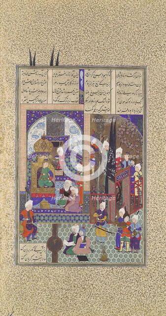 The Shah's Wise Men Approve of Zal's Marriage, Folio 86v from the Shahnama..., ca. 1525-30. Creator: 'Abd al-'Aziz.