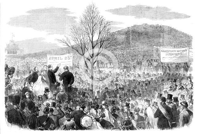 The Shakspeare Commemoration in London: planting an oak on Primrose Hill, 1864. Creator: Unknown.