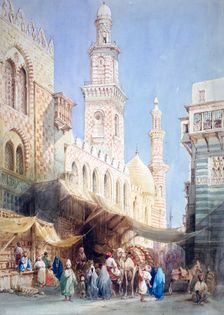 The Sharia El Gohargiyeh, Cairo 19th century. Artist: William Henry Bartlett