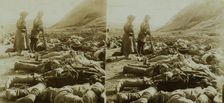 The shattered remains of Russian heroes who were killed near 203 Metre Hill, Port Arthur, c1905. Creator: Underwood & Underwood