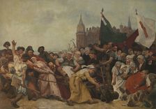 The Shattered Statue of the Duke of Alva Being Dragged Through the Streets, 1888. Creator: Charles Verlat