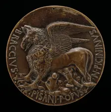 The She-Griffin of Perugia Suckling Two Infants [reverse], c. 1441. Creator: Pisanello