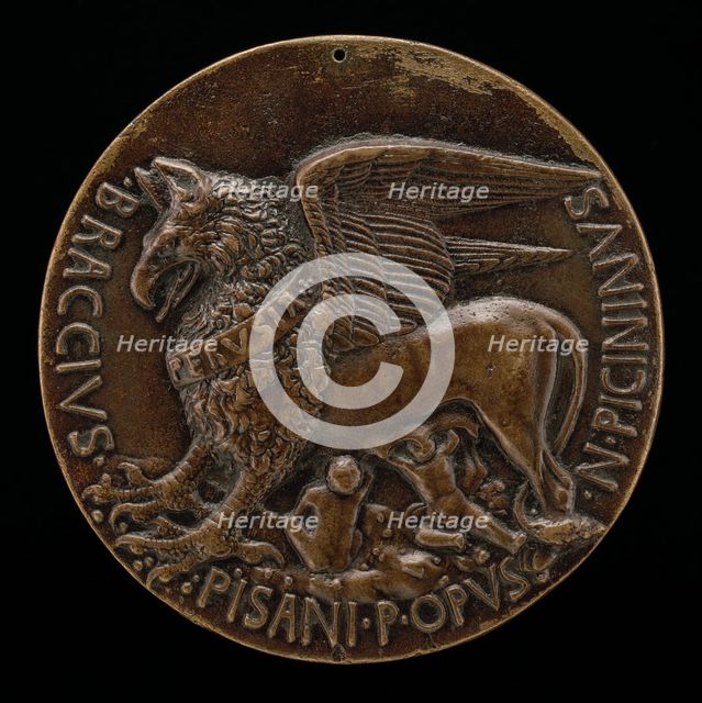 The She-Griffin of Perugia Suckling Two Infants [reverse], c. 1441. Creator: Pisanello.