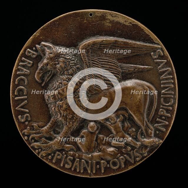 The She-Griffin of Perugia Suckling Two Infants [reverse], c. 1441. Creator: Pisanello.