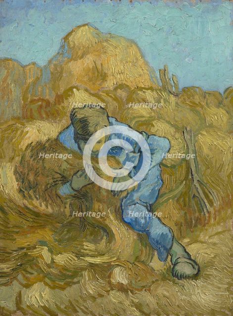 The Sheaf-Binder (after Millet) , 1889. Creator: Gogh, Vincent, van (1853-1890).