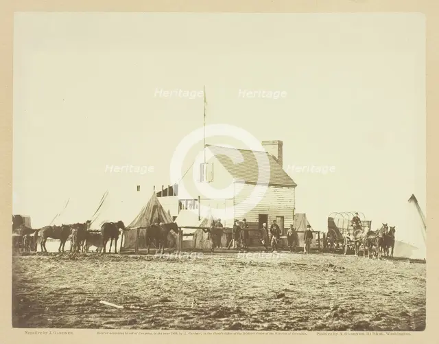 The Shebang, or Quarters of U.S. Sanitary Commission, Brandy Station, November 1863. Creator: James Gardner.