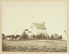 The Shebang, or Quarters of U.S. Sanitary Commission, Brandy Station, November 1863. Creator: James Gardner