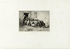 The Sheep Coming Home, c. 1865. Creator: Charles Emile Jacque