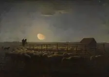 The Sheepfold, Moonlight, 1856-1860. Creator: Jean Francois Millet
